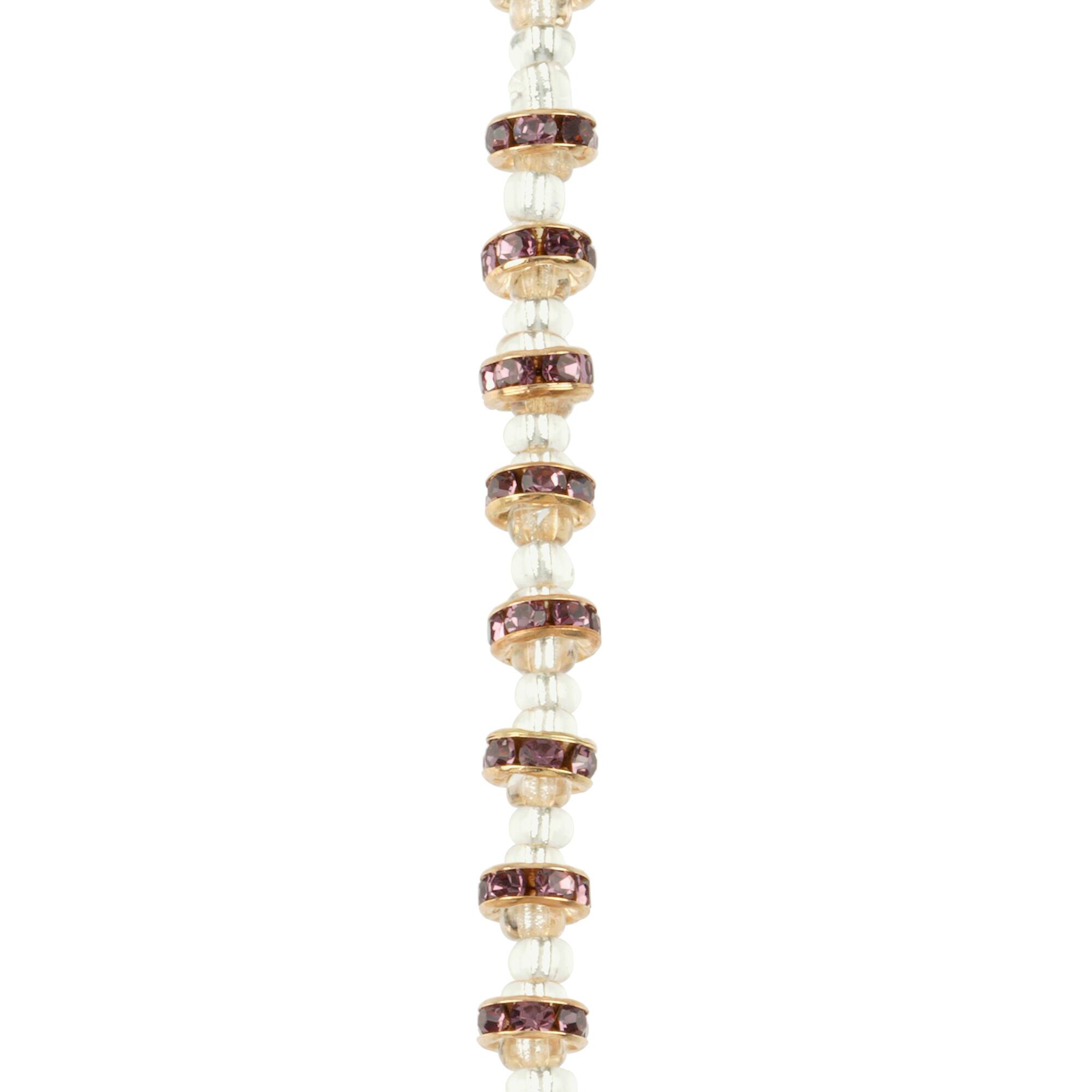 Glass Rhinestone & Metal Rondelle Beads